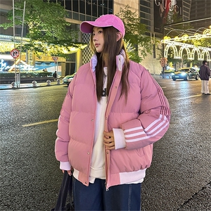 抖音得物可供视频 拼接织带三防加厚羽绒棉衣外套面包棉服 LL2288图片