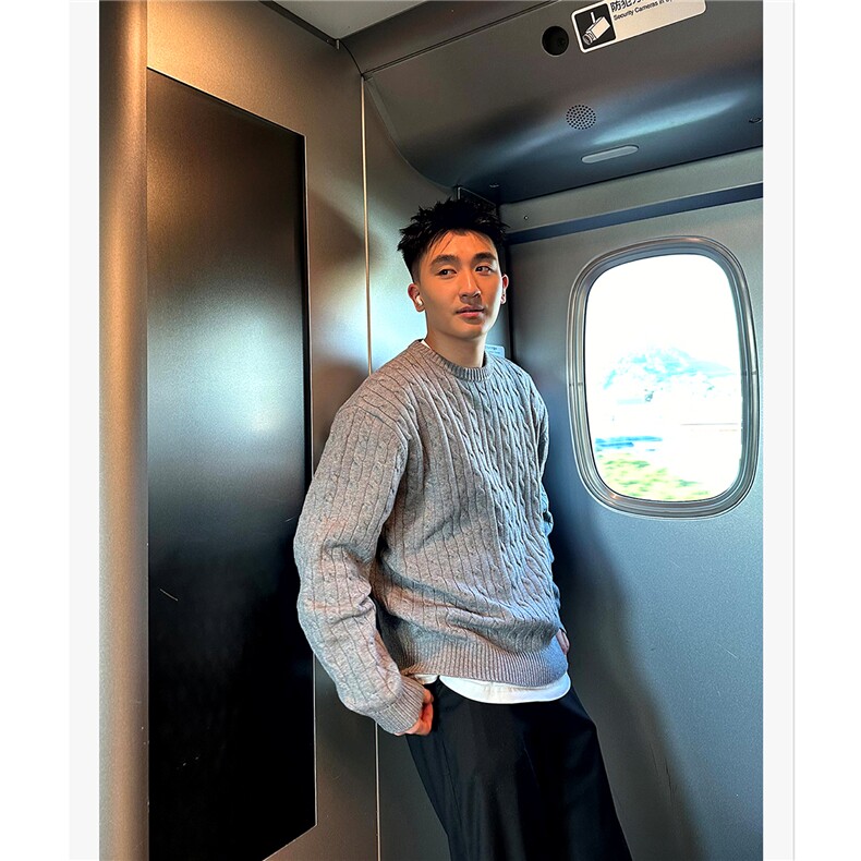 网图纯色麻花毛衣圆领打底针织衫套头上衣男女H1154特P53,男装T恤,电商A341