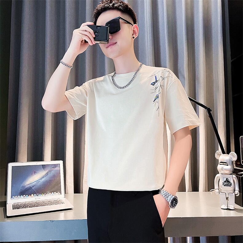 社会小伙夏季男士纯棉短袖T恤时尚潮流半袖体恤男C208-T8010特P30,男装T恤,电商C208