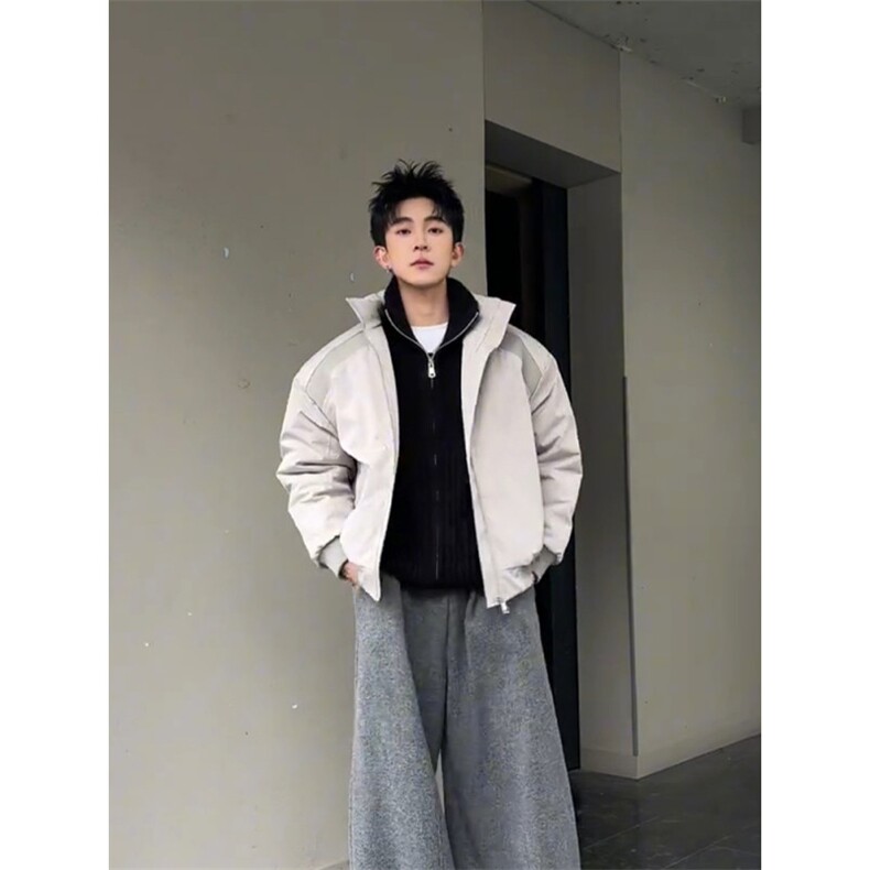 秋冬中性风保暖棉服男士cleanfit运动潮牌美式解构立领棒球服棉衣,男装棉衣,四季星座505