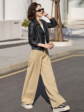 短款小皮衣外套女士2025春秋新款气质休闲百搭西装领机车夹克上衣，女装皮衣，臻衣坊