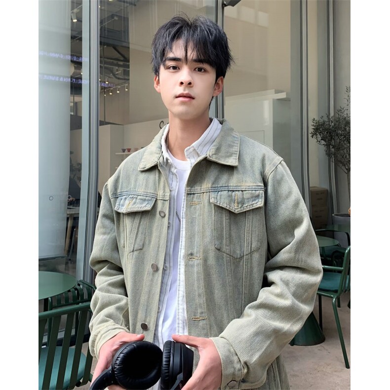 秋冬潮流石磨洗日系宽松版多口袋牛仔外套男士潮牌工装夹克JK699,男装夹克,星座1116A-1（原606A）