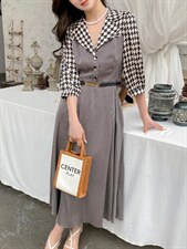 YCJ千鸟格连衣裙，女装连衣裙，YCJ