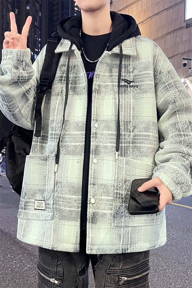 青少年连帽加绒外套男秋冬款潮牌加厚夹克学生冬装上衣V206-P110,男装夹克,星座509