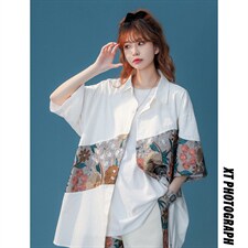 1绣花拼接成分：聚酯纤维M-5XL大码短袖衬衫男DCS7743P42控68，男装T恤，星座226-2