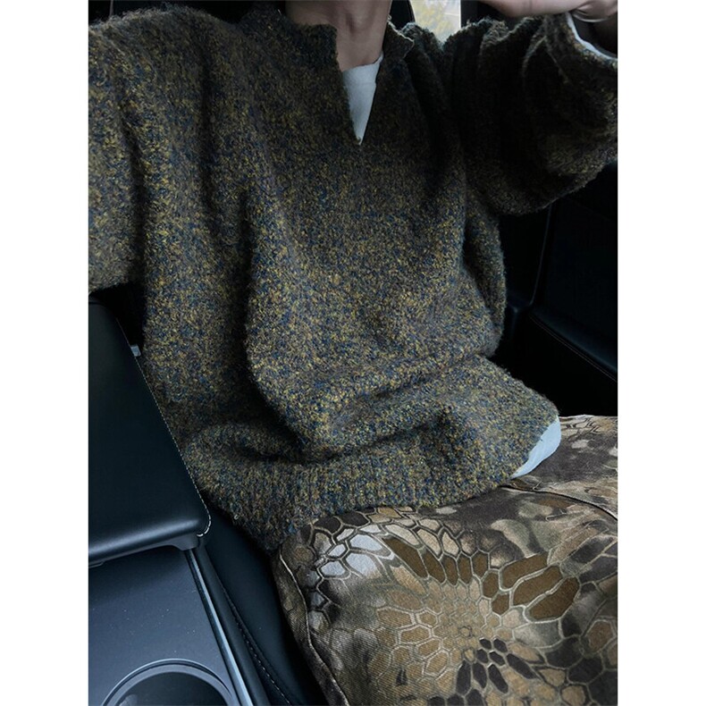 高级感慵懒风V领卫衣毛衣潮牌美式针织打底衫外套MY838特P62,男装T恤,星座908-1