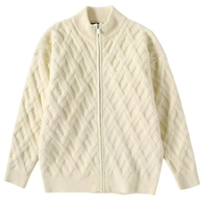 立领开衫拉链针织外套男士春秋季2025新款高级感菱形格子毛衣夹克，男装针织衫/毛衣，星座1210-1