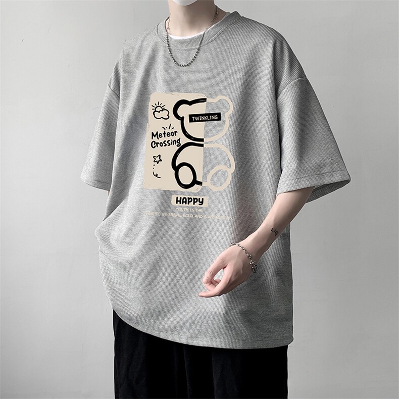华夫格t恤男短袖男大码五分袖大皂风HT73352-P22,男装T恤,电商A040