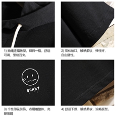 LD54072-P45连帽短袖t恤男大码胖子带帽五分袖中袖砖墙挂拍，男装T恤，电商A040A