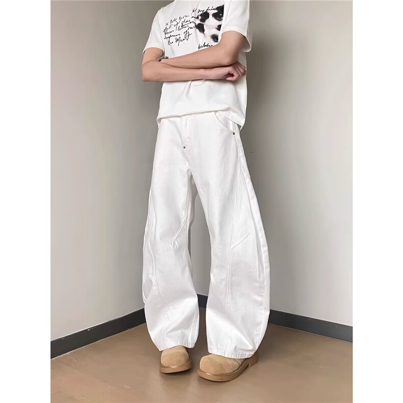 文艺拼接打褶可调节扣弯刀牛仔裤新款ins百搭慵懒日系潮流NZA1329,男装牛仔裤,星座516A