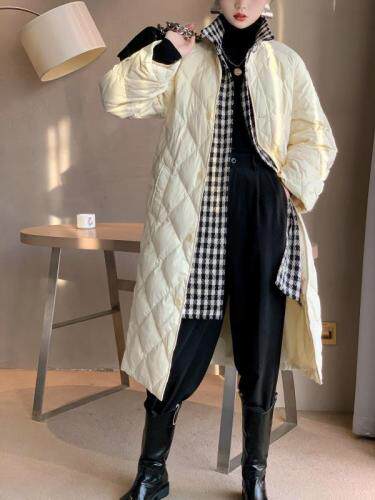 秋冬两色拼格羽绒服，女装羽绒服，Q.P