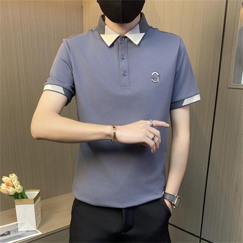 PL047-特P40控65社会小伙polo衫短袖男潮牌休闲翻领上衣保罗t恤，男装T恤，电商D310B-1