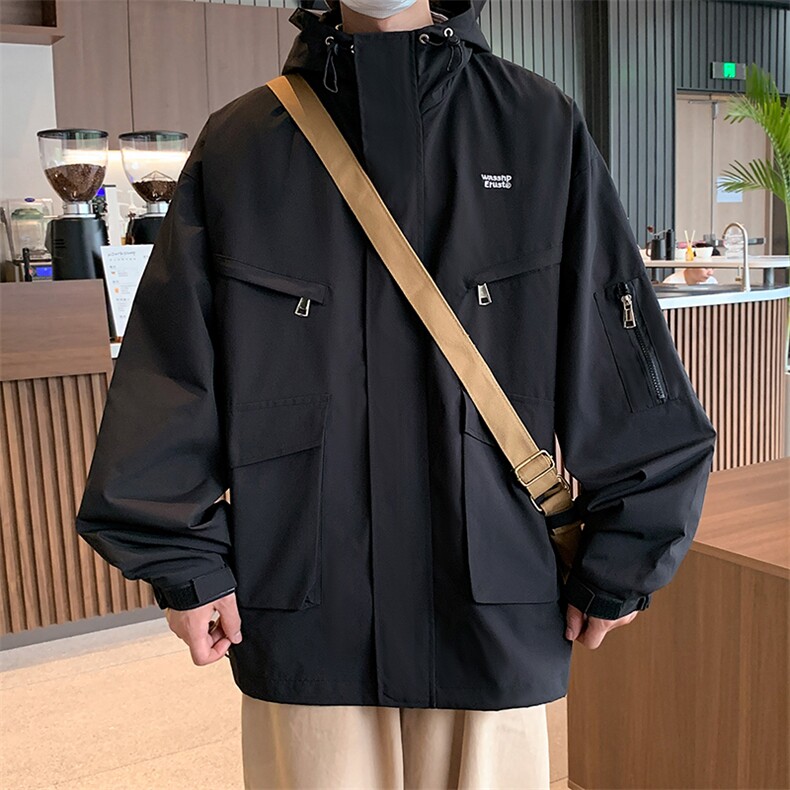 刺绣户外冲锋衣男工装宽松男士夹克潮流外套A266-JK8019-P55特,男装夹克,电商A266