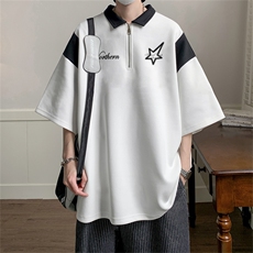 250G纯棉夏季美式复古POLO衫男潮流宽松短袖XP3190-P45控68，男装Polo衫，电商B370