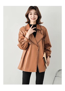 皮衣女款2025新款秋冬高级感皮风衣真皮海宁中长款进口绵羊皮外套图片