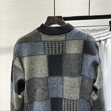 复古格子秋翻领外套新款时尚潮长袖上衣男生开衫毛衣MY66048P65，男装针织衫/毛衣，星座1013-5