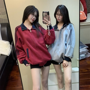 抖音得物高品质26春装美式高街重磅结构拼接织带立领卫衣外套CM42图片