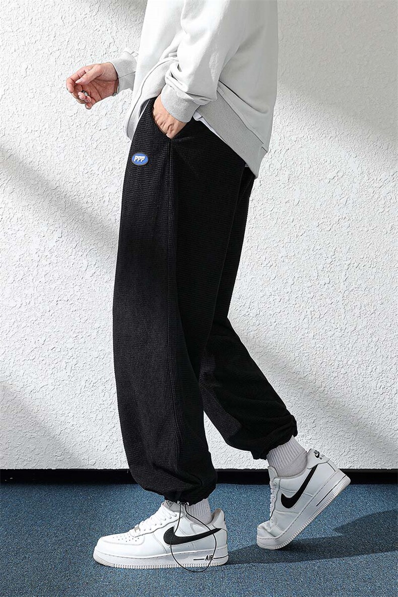 日系2024秋冬款华夫格抽绳束脚运动休闲潮牌卫裤8802-P55控69,男装休闲裤,星座914-3