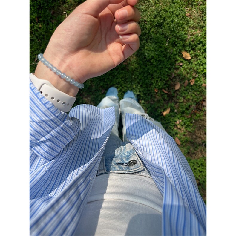 有原图YK86047-P3520%人棉80%涤纶蓝白色条纹长袖衬衫男春夏季,男装衬衫,电商A086-1