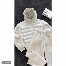 抖音冬季复古摇粒绒连帽棉服阔腿裤套装M363-P127K363-P67(网图，男装棉衣，电商B267