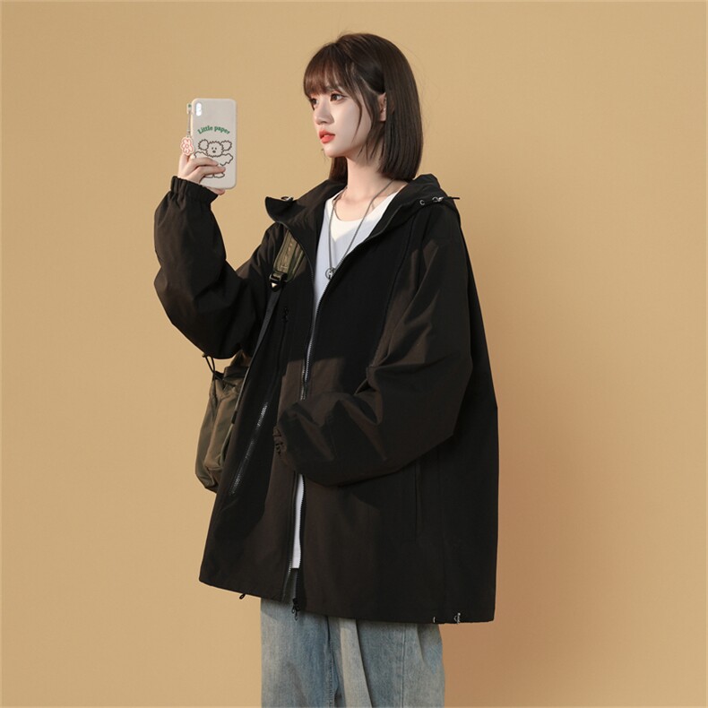 JK8109/P65秋装中性风冲锋衣男女风衣夹克美式工装多拉链外套连帽图片