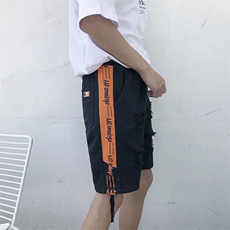夏季新款港风中裤宽松休闲裤短裤牛仔裤男松紧腰五分裤D/，男装休闲裤，电商D202