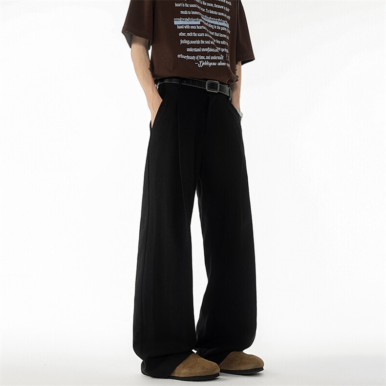 裤子亚麻西裤男士夏季宽松打褶慵懒风日系复古休闲长裤KZ069P65，男装休闲裤，电商B312