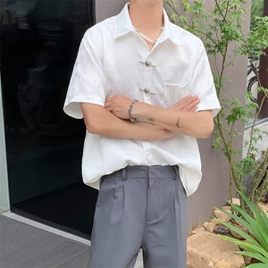 新中式衬衫短袖男夏季高级感风中山装衬衣 C673 P42图片
