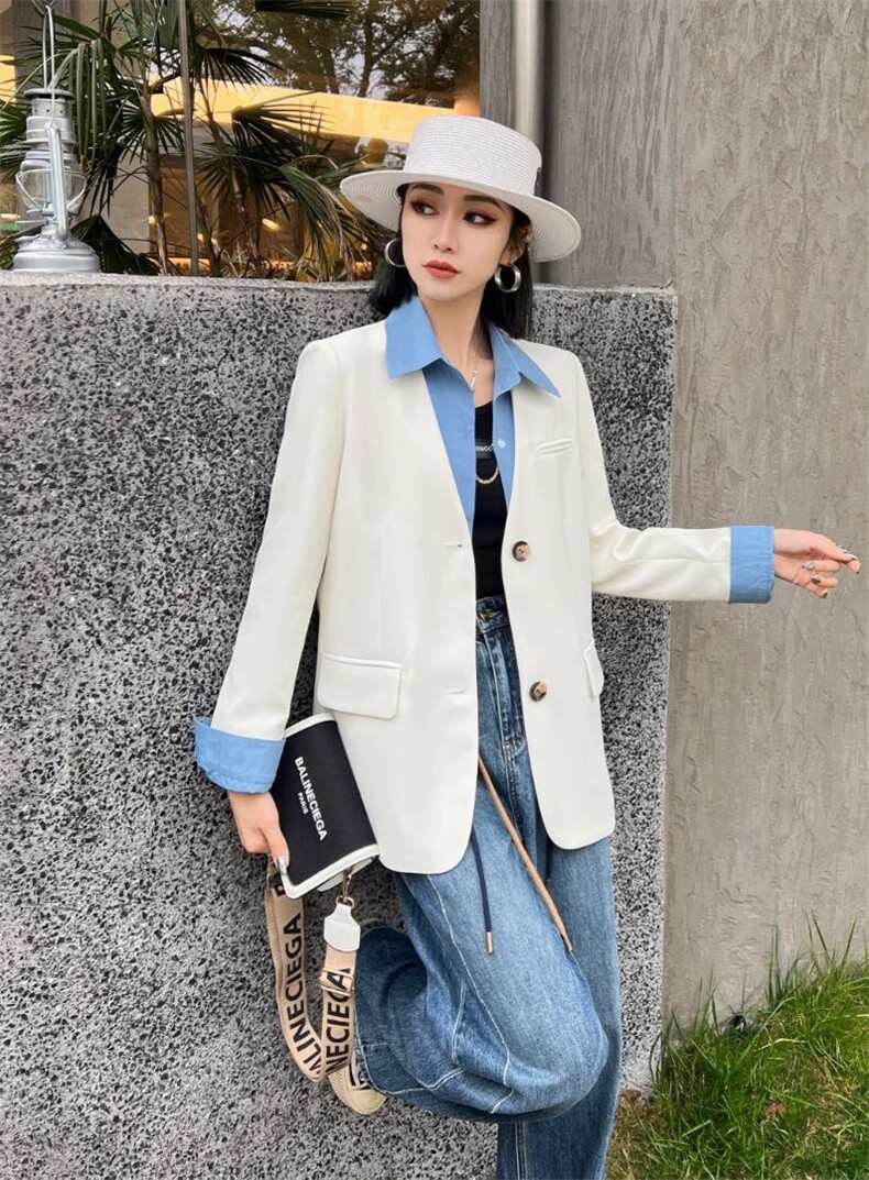 [现货]春款拼接西装,两色、三码，女装西装，依柏璐(1F)