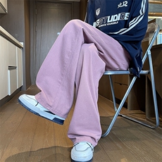 紫色裤子男款宽松美式高街牛仔裤cleanfit直筒工装裤C10988-p45，男装牛仔裤，星座1008