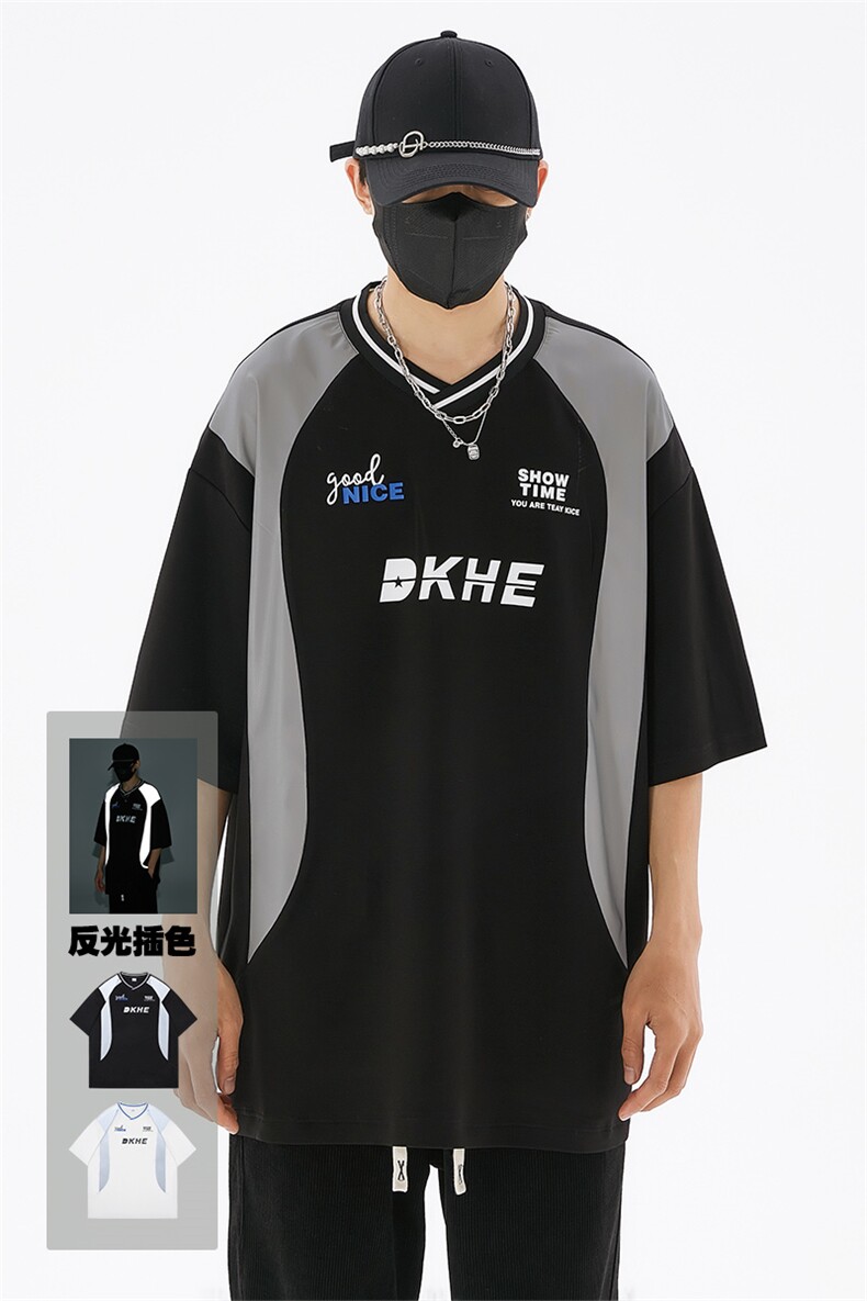 M-6XL夏季大码新款240克冰感棉带反光条男短袖T恤T2308-P42,男装T恤,星座109-1