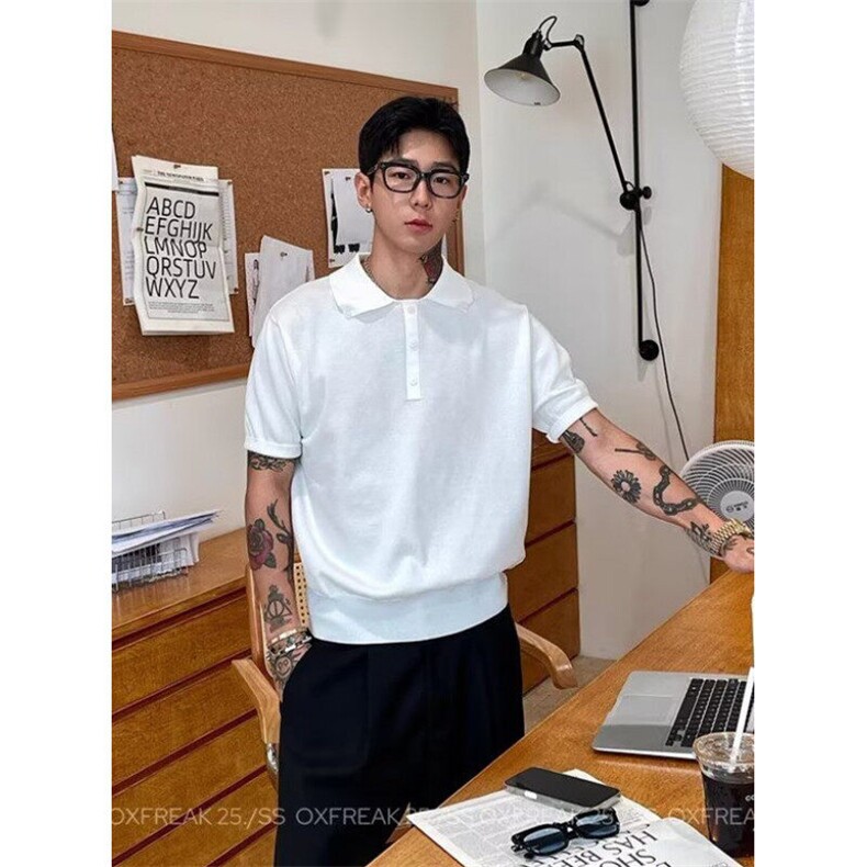 夏季日系休闲短袖T恤POLO衫男痞帅简约翻领半袖针织衫T6610，男装Polo衫，星座1116A（原606A-3）