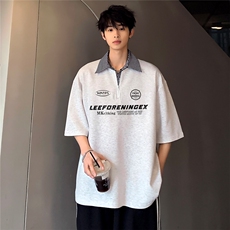 美式复古假两件韩系潮男百搭舒适宽松POLO衫运动短袖T恤T73-P48，男装T恤，电商C307