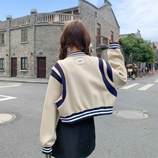 设计感今年流行bf棒球服上衣女春秋新款休闲显瘦小个子美式短外套，女装短外套，帛香坊