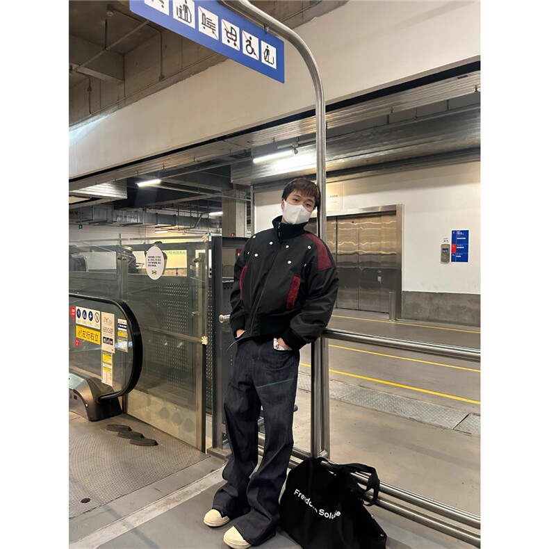 1506-1/KN16081/P57MKGG时尚新款藏青原牛裤脚翻折牛仔长裤图片