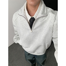 圆领重磅500克拼接卫衣加绒奥粒绒拉链POLO衫外套男RH5316JR-P59，男装Polo衫，星座610B-1