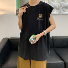 数据超好抖音品240克重磅欧美式潮牌水洗背心无袖t恤BX353-P35，男装T恤，电商A486