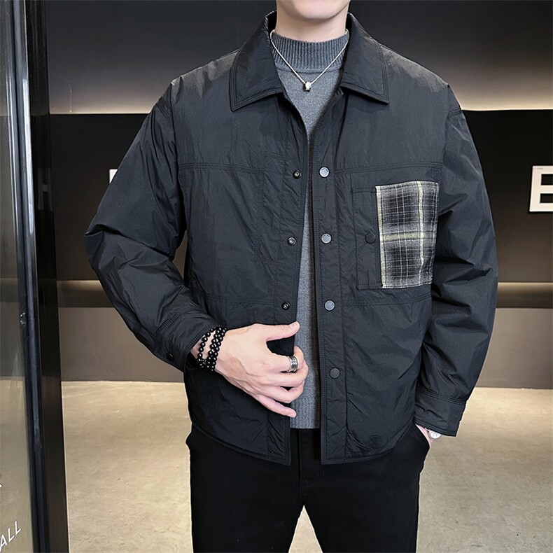 90新标2025设计款拼接翻领加厚保暖休闲羽绒服外套5883-P230图片