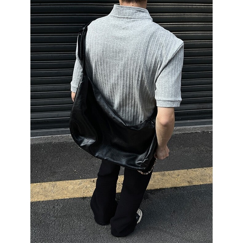 灰色亨利领针织短袖男款夏季老钱风肌理感正肩t恤cleanfit五分袖,男装T恤,星座506A