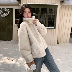 新款现货主推仿水貂皮毛一体9905-P195-K288，女装短外套，2C129
