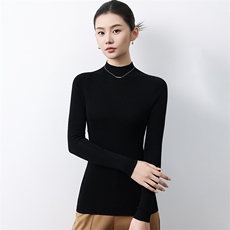 2025年春季套头长袖半高圆领纯色针织衫，女装羊毛衫，蚂蚁派对工厂直营店