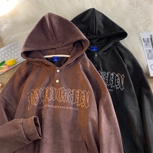 EQ177 麂皮绒360克高品质哥特文印花卫衣男2024春装新款暖光图P68图片