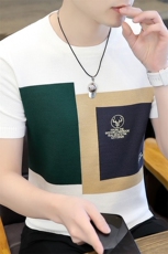 7316-P45夏季休闲时尚短袖毛衣男打底衫欧货T恤潮牌针织衫，男装T恤，电商D310B-1