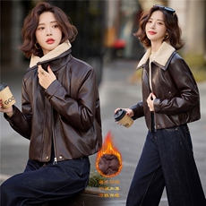 【2025冬季女装新款】大量现货大毛领金属丝皮90绒短款皮羽绒服，女装羽绒服，缘衣格