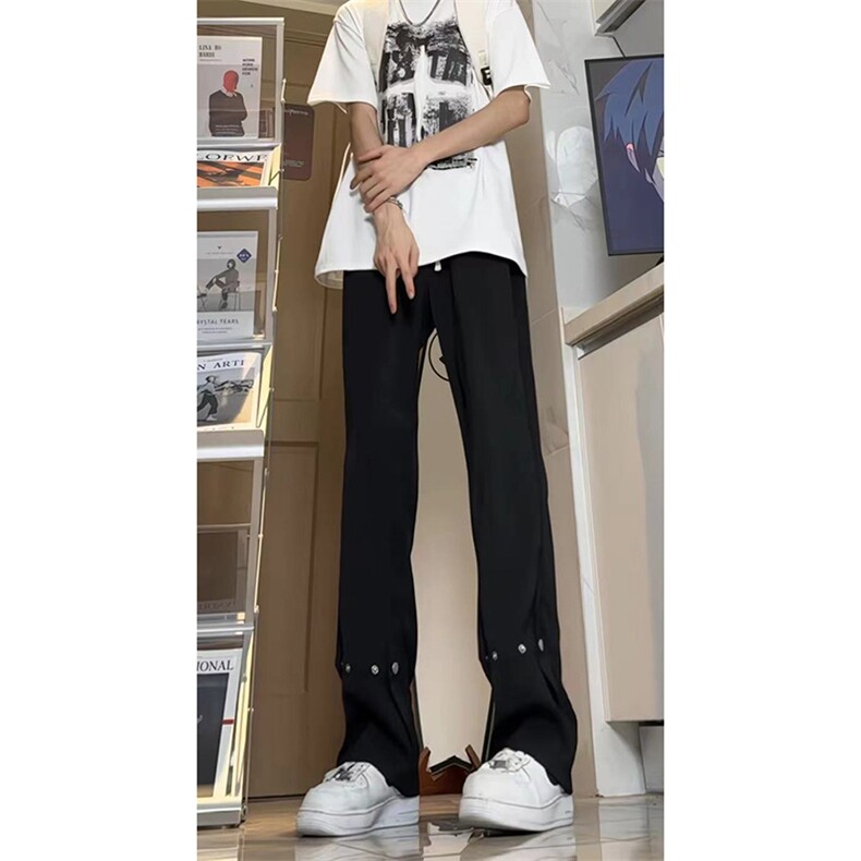 美式高街hiphop冰丝铆钉微喇休闲裤货号K2425P55,男装休闲裤,电商A063