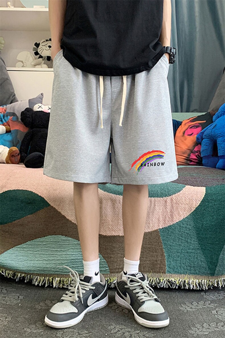 HD74064-P22华夫格短裤男大码宽松五分裤男直筒中裤,男装休闲裤,电商A040