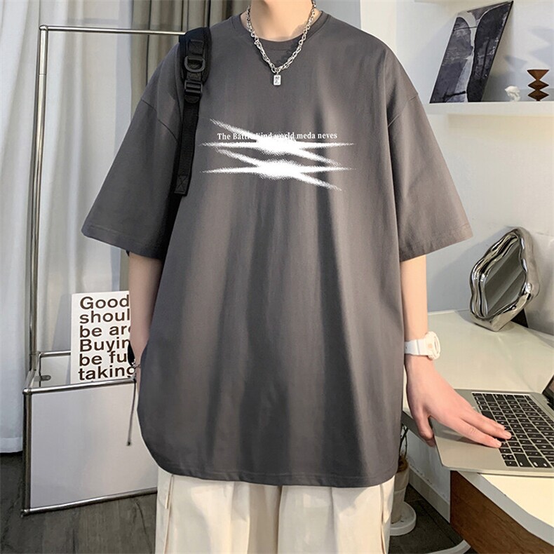 抖音得物二开现货220克夏装重磅美式高街宽松短袖t恤MT292,男装T恤,电商A486-1