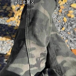 美式迷彩牛仔裤冬季加绒新款潮牌穿搭高街cleanfit伐木工装直筒裤图片