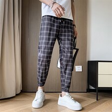 精神社会小伙网红裤子潮牌束脚裤黑白格子九分裤A15-P48控价68，男装休闲裤，星座712-1