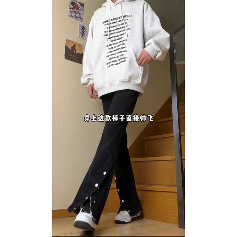 高街美式排扣牛仔裤拉链设计感直筒牛仔裤,男装牛仔裤,星座310A-4
